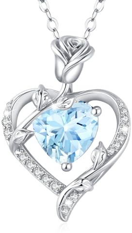 MISUMOR Collar Mujer con Rosa Colgante Collar Plata de Ley 925/Latón Joyas Regalo para Mujer Novia Esposa Regalos Día de la Madre Aniversario Cumpleaños Navidad San Valentín