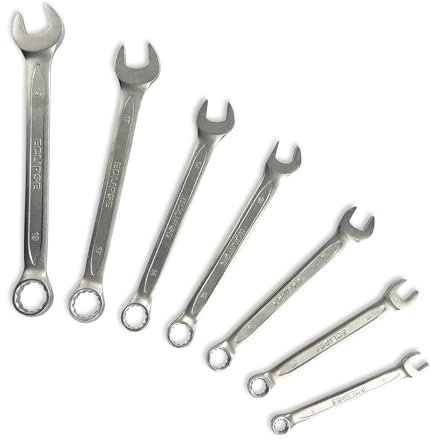 ECLIPSE Professional Tools ECW7PS Juego de 7 Llaves Combinadas – 8–19mm, Acero Cromo Vanadio, Acabado Satinado, Alta Resistencia al Par, para Automoción, Fontanería y Trabajos Mecánicos Pesados