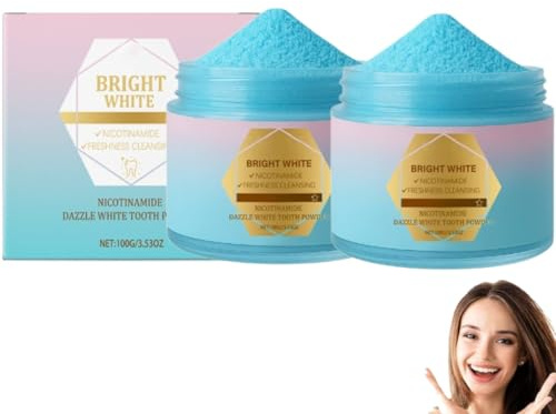 2 Stück Niacinamid Zahnaufhellungspulver, Teeth Whitening Powder, Niacinamid Whitening Zahnpasta, Zahnpulver für Weiße Zähne, Bleaching Zähne gegen Zahnverfärbungen, Natürliche Zahnaufhellung