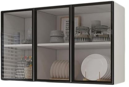 pujindu Küchen-Hängeschrank Aus Holz, Wandmontierter Organizer-Schrank Mit Glas, Freistehender Wandschrank Mit Regal Für Die Küche(105x30x60cm)