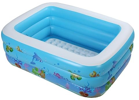 GOOPEEG Piscine Balcon, Piscine Gonflable Hors Sol Piscine avec Couvercle Grand Cadeau Pompe Électrique Piscine Familiale(110 * 90 * 46cm)