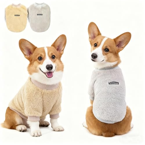 OYIWINMI Lot de 2 pulls pour chien - Gris et marron - En polaire chaude - Pour chiens de petite et moyenne taille - Vêtements doux pour l'hiver et l'automne - Convient pour Chihuahua, Bichon