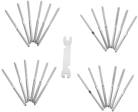 SHINEOFI Kit de Barandilla Inoxidable con Tornillos de Madera Sistema de Cable para Instalaciones Interiores y Exteriores Resistente la Corrosión Agua Instalación sin Tensores Adicionales