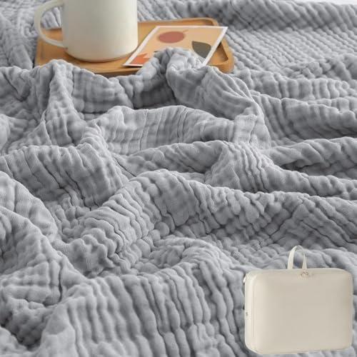 fjaldjfu Sanfte Musselin Decke, 100% Natur Baumwolle Musselin Decke 150 x 200, Lightweight Breathable Leichte Sommerdecke as Cuddly Blanket, Bed, Couch Throw (3PC,150 * 200)