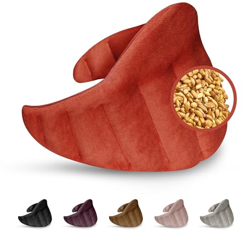LESCHI XXL Cuscino termico per microonde (60x28cm) - In cotone bio con grano biologico - Cuscino riscaldante a 11 camere - Ideale per alleviare tensioni su cervicale, spalla, schiena, collo - rosso