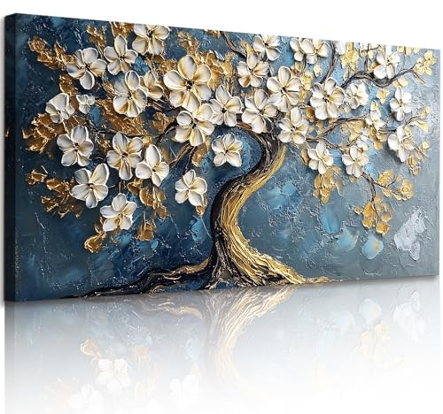 JHHUAMO Blumen Baum des Lebens Leinwand Bilder Schlafzimmer 50x100 cm | Lebensbaum Bild, Hochauflösender Druck, Einfaches Aufhängen, Exquisite Handwerkskunst, Vielseitig Einsetzbar
