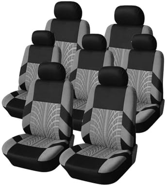 Fundas de Asiento Fundas Universales Para Asientos Coche Con Estampado Neumáticos, Protector Asiento Coche 7 Plazas Para Coche, Camión O Furgoneta Fundas para asientos(7pcs-gray)