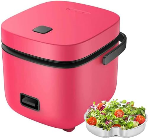 Generico Cuociriso da 1,2 L, Pentola Interna Antiaderente con Vaporiera, Cottura One-Touch, Mini Design Portatile, Adatto A Piccole Famiglie (Red)