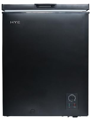 HYE Chest Freezer - 139L Freezer, Quiet 42 dB Operation, Mechanical Temperature Control, Freestanding Design, Black, Ideal For Versatile Extra Frozen Storage - RF01CF139B24
