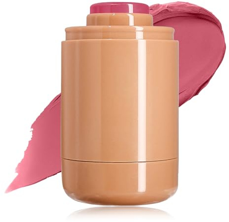 Bâton de fard à joues de poche - Mat lisse - Couleur intense - Bâton de blush crème pour joues et lèvres - Finition naturelle et lumineuse - Longue durée - Pour femmes et filles (04 Fleckle, 1 pièce)