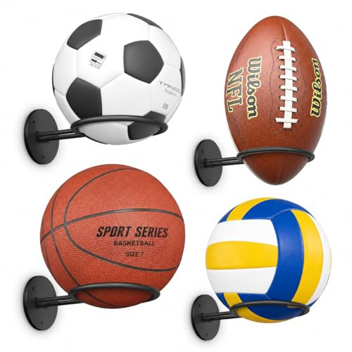 jockcaras Soporte de Pared para balón de Baloncesto, Negro – Soporte Expositor para balón, Decoración para habitación de niño