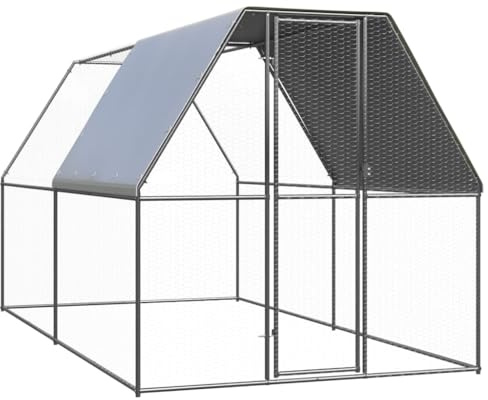 Massbinet Outdoor Hühnerkäfig Freilaufgehege 2x4x2 m Verzinkter Stahl