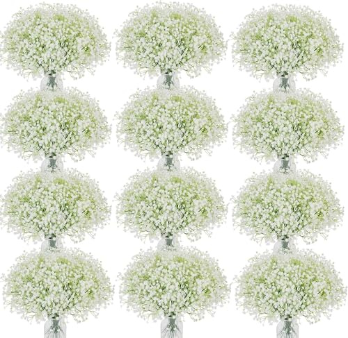 Fairblo 160 Stück Schleierkraut Künstlich Weiß Kunstblumen wie Echt Künstliche Blumen Frühlingsblumen Künstlich Kunstblumenstrauß Plastikblumen Deko Frühling für Brautstrauß Gestecke Hochzeit Home