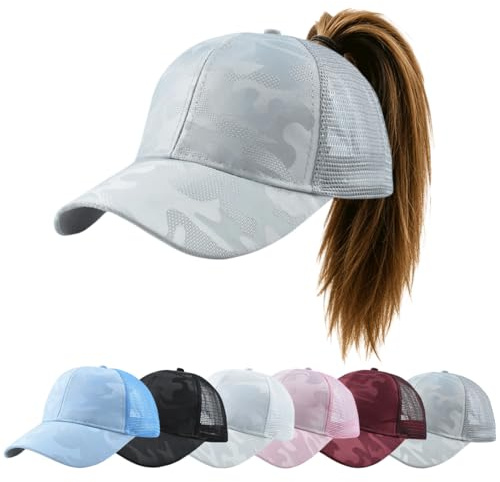 YKDLLF Cappello da Baseball Donna Estivo Leggero Traspirante con Rete,Berretto Sportivo per Ponytail,Cappello Donna con Visiera Traspirante per Running,Viaggi,Vacanze