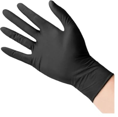 Saharuse Gants En Nitrile Jetables Noirs Latex, 100/200 Pièces, Sans Poudre, for Tatouage, Manucure, Salon, Nettoyage De La Maison, Vêtements(100 PCS,XL-24x12cm)