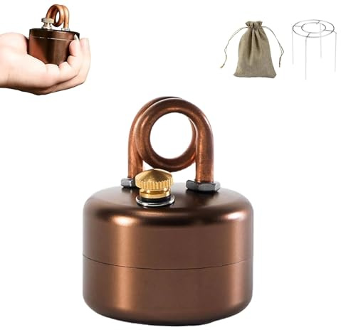 Quemador de Alcohol Portátil Mini y Estufa de Alcohol con Soporte Estable, Estufa de Camping Autopresurizada a Prueba de Fugas, Compacta y a Prueba de Viento para Senderismo, Mochi Brown Round Bottom