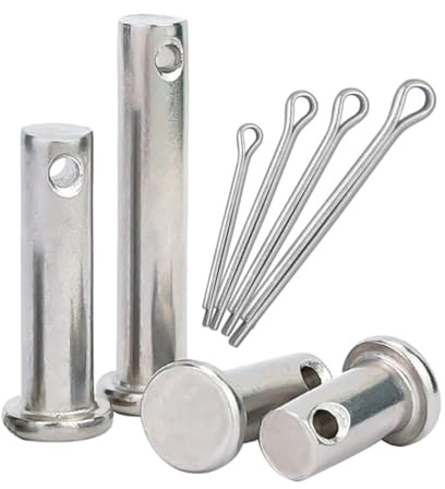4 Stück Steckbolzen Einloch Gabelbolzen Gabelkopfstifte Flachkopf, M16 Splintstift,Länge 30 mm bis 150 mm, for Möbelinstallation, Anhänger, Rasenmäher, Silber(M16x70mm)