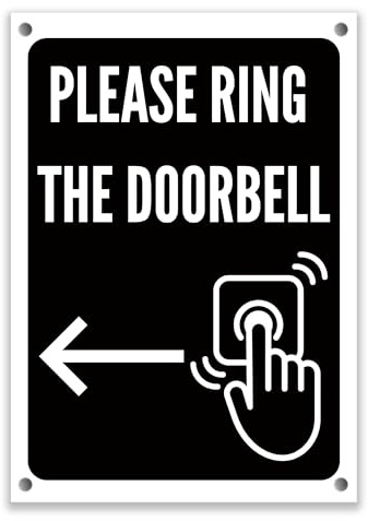 LP Lifestyle Please Ring the Doorbell Sign Left Arrow Durable Weatherproof Rust-Free Waterproof PVC Door Entrance Direction Notice Home Business Sign No.496 (A6 (105mm x 148mm) – Holes)