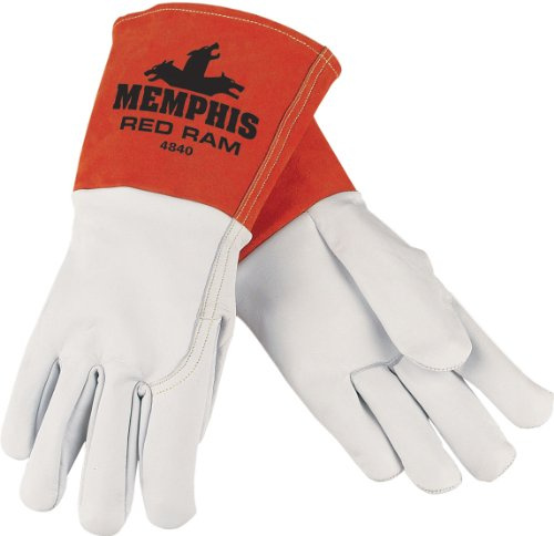 MCR Safety 4840M Leather Welding Gloves, White And Russet, Medium, 1-Pair