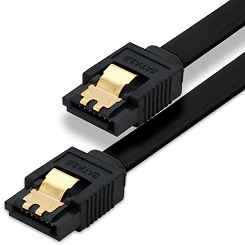 BIGtec 0,15m SATA Kabel S-ATA III Datenkabel Anschlusskabel schwarz HDD SSD 6GBit/s Stecker L-Type/L-Type 15cm vergoldet gerade/gerade serial ATA Verriegelung SATA-3