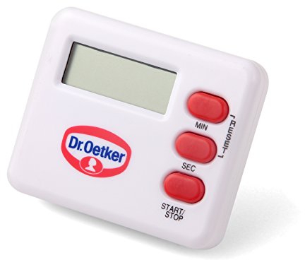 Dr. Oetker Kurzzeitmesser, digitaler Küchenwecker zum Backen und Kochen, Timer mit präziser Zeitangabe, extra lautes Alarmsignal, (Farbe: weiß/rot), Menge: 1 Stück