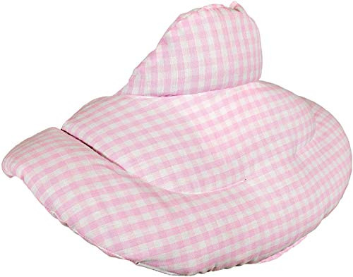 Bio Nackenhörnchen mit Stehkragen, Dinkelkissen. Nackenkissen Wärmekissen - Dinkel-Körnerkissen Nacken Schulter (Bio Dinkel & Bio-Stoff rosa-weiß)
