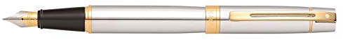 Sheaffer 300 - Refillable fountain pen, fine nib, chrome finish, gold-tone trim
