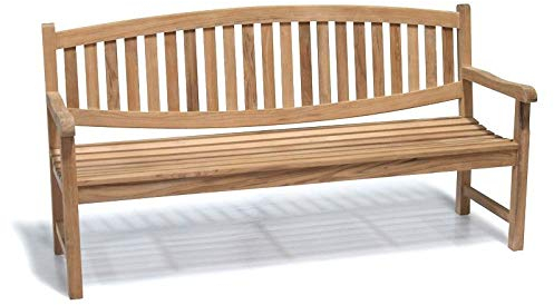 Teako Design Gartenbank Bergamo Teak Massivholz Breite 180 cm Auflage & ohne Farbe Bank Holzbank Terrassenbank
