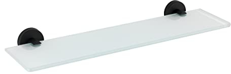 WENKO Tablette Murale en Verre Bosio Black INOX Mat matériel de vissage pour Le Montage Mural Inclus Mat