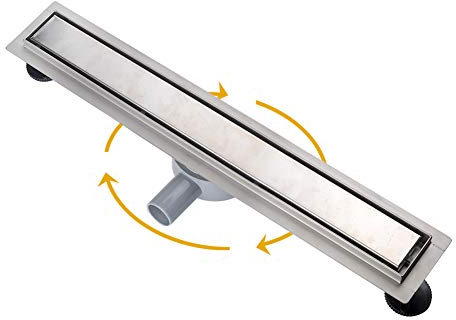 S SIENOC Desagüe de Ducha 60cm,2 en 1,360°Canaleta de desagüe de Acero Inoxidable 50cm Extremadamente Plano- Rejilla de Ducha de desagüe de Suelo de baño de Acero Inoxidable baño Largo Invisible