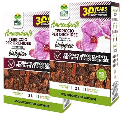 Albagarden - Terriccio Per Orchidee Biologico - 4 LITRI - Substrato Specifico per tutte le Varietà di Orchidee - Composizione Equilibrata - Effetto Favorisce la Crescita