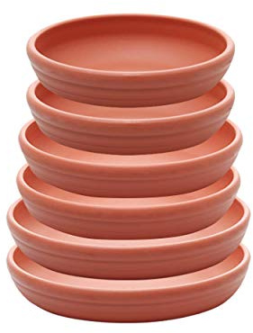 SAROSORA Lot de 6 soucoupes Rondes en Plastique pour intérieur et extérieur, Maison, Jardin, Pots de Fleurs, palettes (14 + 17 + 20 cm) x 2, Terre Cuite