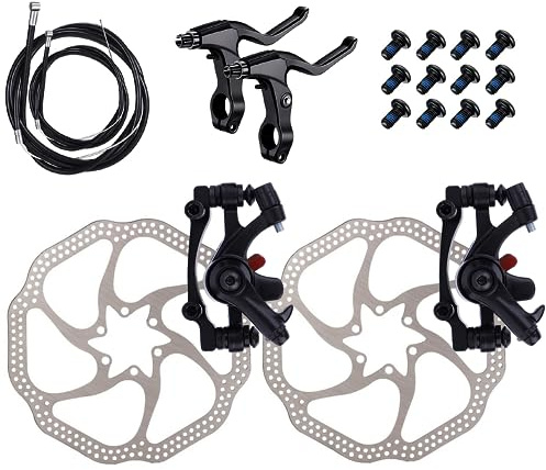 Fat-Cattie Bike Disc Brake Kit,Bike Front and Back Disc Brake Kit-Calipers,2 Pcs Stainless Steel 160 mm Rotors&Cable&Brake Lever&A Pair of Bicycle Brake levers&Fixing Screws,BB8,(Black-1)