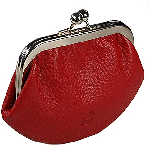 Damenbörse Nappa Leder Geldbörse Knipsbörse Bügelbörse Kutscherbörse GoBago (Rot)