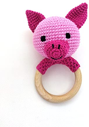 Rassel, Greifling, Beißring Schwein- gehäkelt