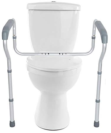 GOTOTOP Toilettenstützgestell Aluminium Toiletten Aufstehhilfe Klo Aufstehhilfe rutschfest Sicherheitsgestelle bis 135 kg WC Stützhilfe Haltegriff mit rutschfesten Gummifüßen höhen- und breitenverstel