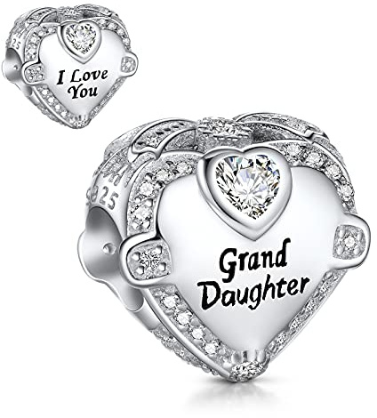 NINGAN S925 Charms Geburtstag Familie Herz Anhänger | Geschenk für Frauen, Mädchen, Freunde, Ehefrau, Mutter, Tochter – Geburtstag, Jahrestag, Valentinstag, Weihnachten