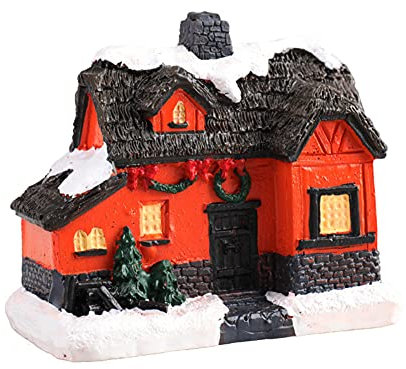 Weihnachtsdorf Mit Beleuchtung, Weihnachtshaus LED-Beleuchtung, Mini Weihnachtsdorf Glühenden Haus Ornament Tischbeleuchtung Haus Harz Handwerk Dekoration