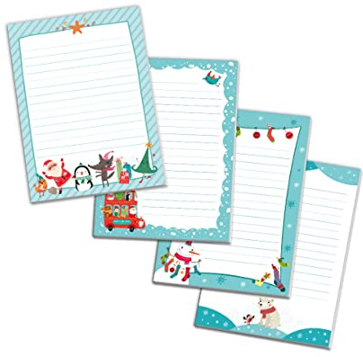 4 Blöcke Schreibblock mit Kindermotiv Schneemann für Mädchen Jungen Weihnachten (4 Blöcke mit je 25 Blätter in A5-Format)
