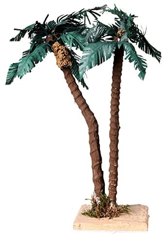 Holyart Doppel-Palme, 30 cm H, für 12-15 cm Krippe, Holzfarben