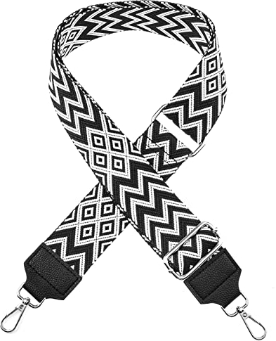 Breiter Schultergurt, Längenverstellbarer Tragegurt, Verstellbarer Ersatzgürtel für Crossbody Canvas Tasche Handtasche (Lozenge Black White)