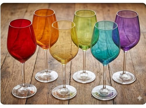 Afinternishop Set 6 calici vino e coctails vetro trasparente multicolor (Multicolor, Vetro)