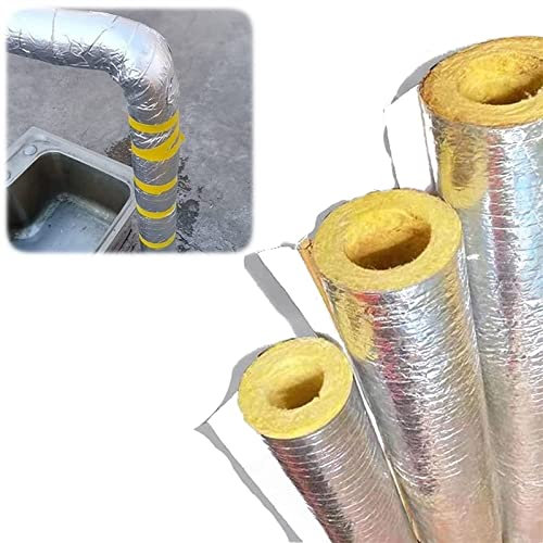 AMOCHO Isolant en Laine de Verre, Isolant pour tuyauterie à Vapeur, étanche/Isolant/résistant à Haute température, id27-114mm (1,1-4,5po) Type Ouvert, Auto - adhésif