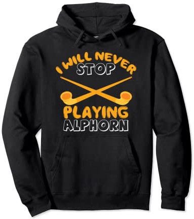 Spielen Alphorn aus Alpen Musikinstrument in der Schweiz Pullover Hoodie