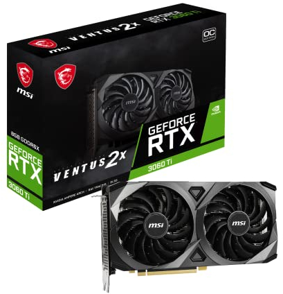 MSI GeForce RTX 3060 Ti Ventus 2X 8GD6X OC Tarjeta gráfica - RTX 3060 Ti GPU, 8GB GDDR6X OC, (256-bit), PCIe 4.0, HDMI 2.1 y DisplayPort 1.4