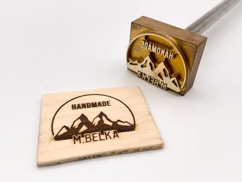 Dein Brandstempel extern beheizter Schriftzug im Motiv Berge für Holz, Leder, Pappe - personalisiertes Brandeisen, individueller Brennstempel in 70 x 57 mm