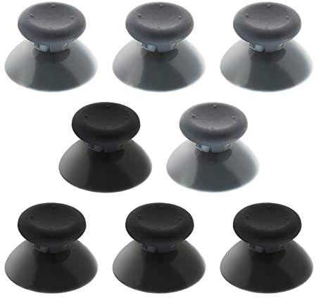 8pcs Capuchons de Manette Remplacement Compatible avec Xbox 360 Contrôleur en ABS Thumb Sticks Couverture de Bascule de Manette de Jeu 16x25.5mm, Noir et Gris