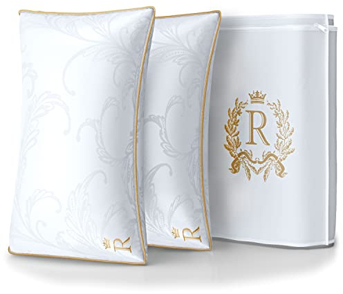 Royal Therapy Pillows King Size Set of 2, Down Alternative Bed Pillows, Adjustable King Size, Jacquard Cotton, for All Sleepers, Side Sleeper Pillow, 2 Pack