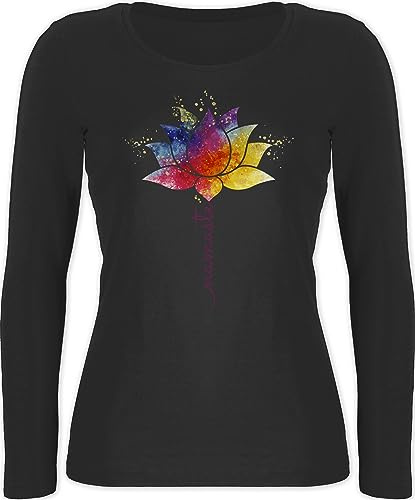 Shirtracer - Langarmshirt Damen - Namaste Lotusblüte I Meditation I Yoga I Mandala Spirit