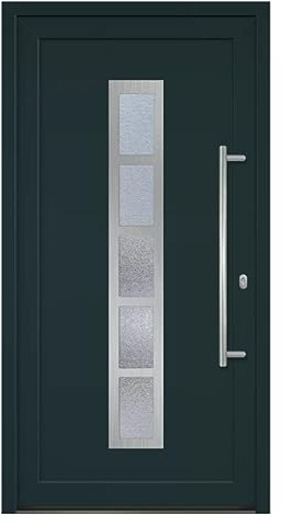 HORI Haustür Eingangstür Komplettset – Robuste Hauseingangstür mit moderner Optik, hoher Wärmedämmung & Sicherheit, Farbe: anthrazit (innen weiß) - DIN rechts - Modell: Frame - 208 x 108 cm